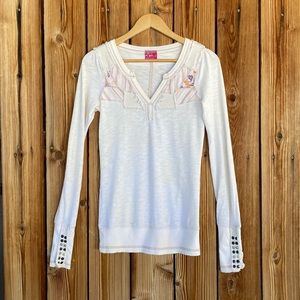 Free People Patchwork Button Cuff Henley